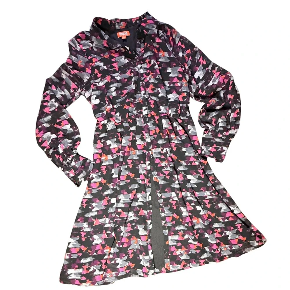 Kirna Zabete at Target XL Button Down Long Sleeve Abstract Print Dress - Picture 1 of 4